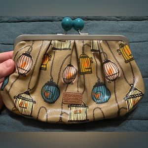 Fossil Key-per Coated Canvas birdcage Clutch